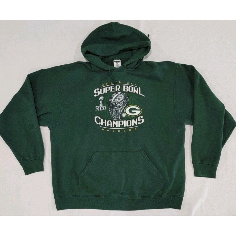 Green Bay Packers NFL Super Bowl XLV Champions. Jerzees Hoodie Adult Size XL